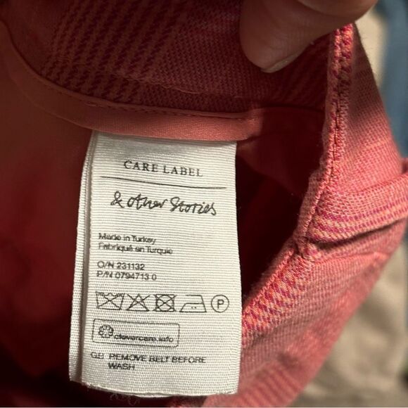 & OTHER STORIES Belted Plaid Kick Flare Trousers Pink Wool Blend- Size 6 - Picture 10 of 13